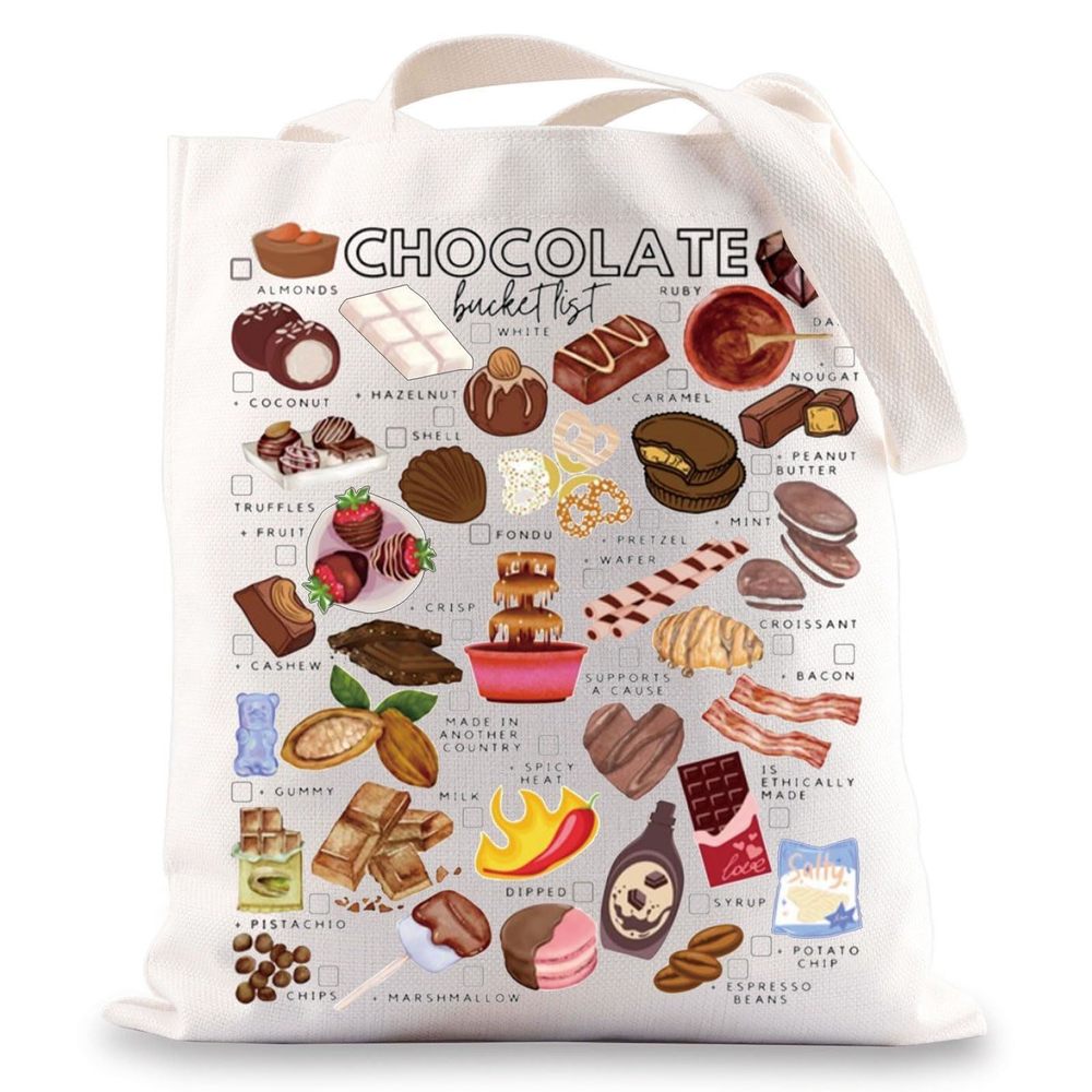 Chocolate Canvas Tote Bag Chocolate Lover Gifts Chocolate Shoulder Bag xD